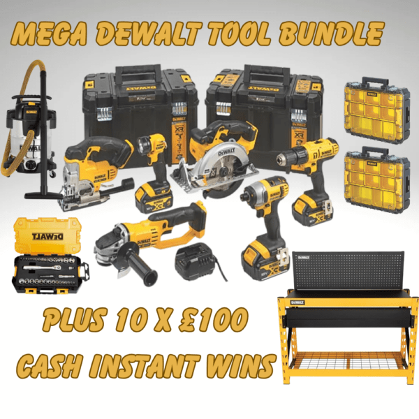 Mega Dewalt Tool Bundle plus 10 x £100 Cash Instant Wins